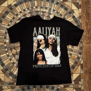 Aaliyah Princess of R&B black cotton t-shirt